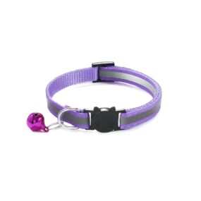 Odblaskowa obroża dla kota z dzwonkiem, fioletowy, samorozpinająca, z odblaskowym paskiem dla małego kotka, tania obroża odblaskowa, rozmiar XXXS