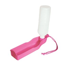 Poidło podróżne dla psa 500 ml, Butelka podróżna dla psa 500 ml, różowa, bidon, turystycza butla z miską dla średniego psa, do auta