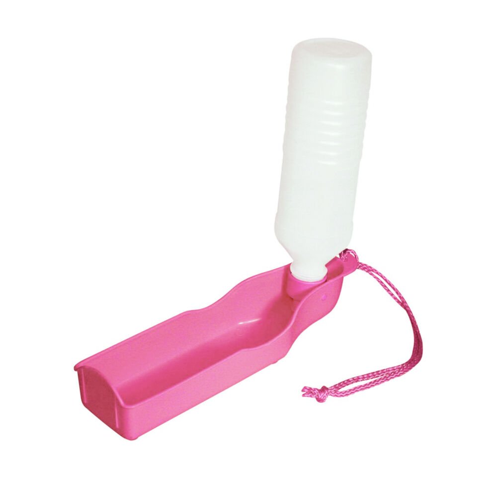 Poidło podróżne dla psa 500 ml, Butelka podróżna dla psa 500 ml, różowa, bidon, turystycza butla z miską dla średniego psa, do auta