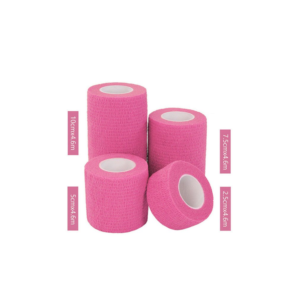 Samoprzylepny bandaż elastyczny, róż Bandaż opatrunkowy, samoprzylepny, jednokolorowy, 2,5cm, 5cm, 7,5cm, 10cm, dla psa, kota, konia, do papilotowania, Elastyczny bandaż adhezyjny, różowy