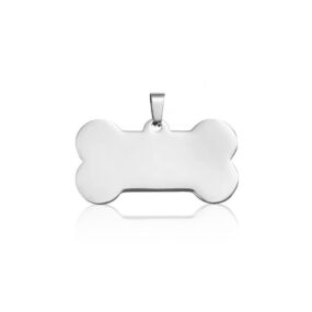 Stalowy identyfikator dla psa kość, mały, adresówka, nieśmiertelnik, dla psa, do grawerowania, stalowa, stal nierdzewna, mocna, wodoodporna, porządna, wytrzymała, srebrna, duży pies, dla dużego psa