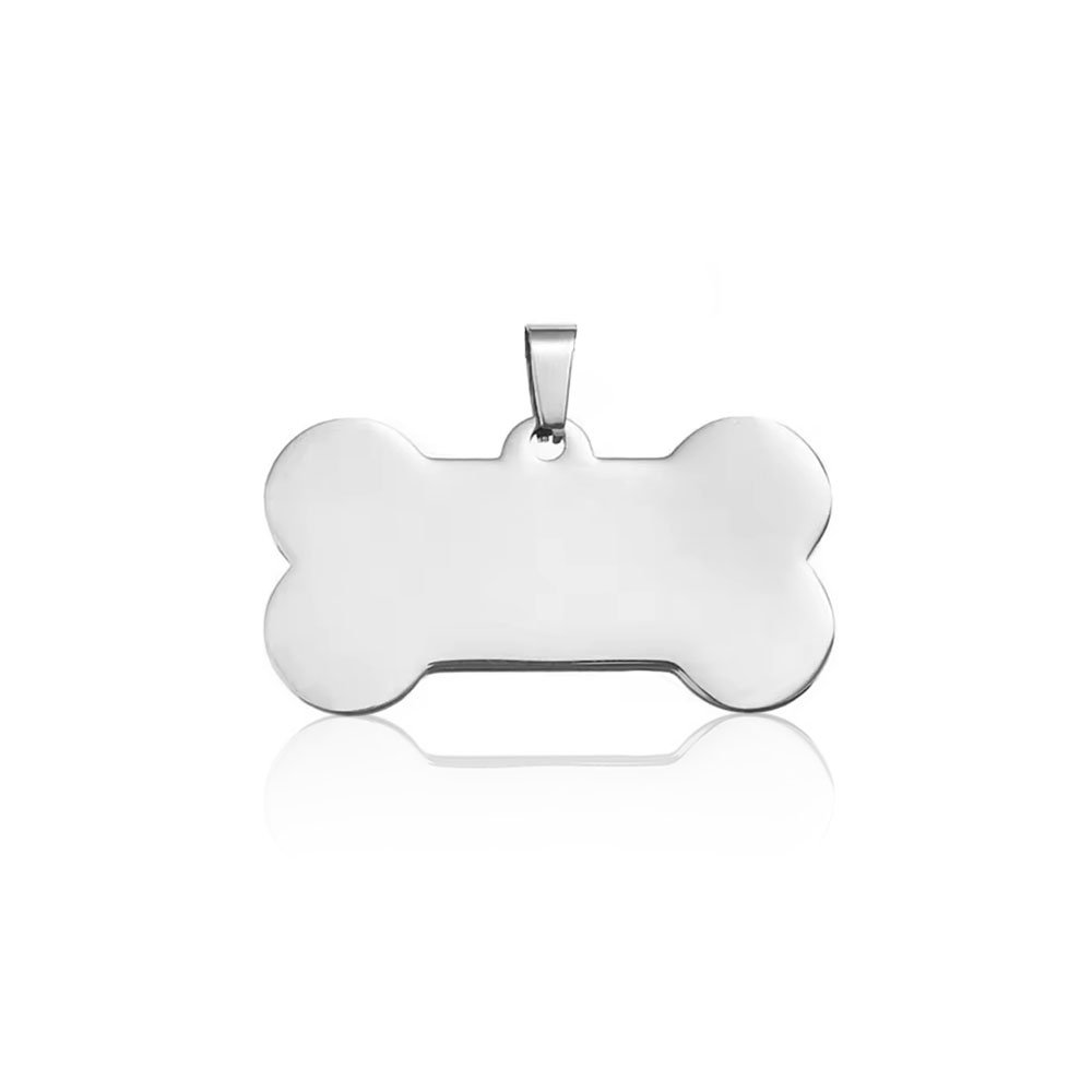 Stalowy identyfikator dla psa kość, mały, adresówka, nieśmiertelnik, dla psa, do grawerowania, stalowa, stal nierdzewna, mocna, wodoodporna, porządna, wytrzymała, srebrna, duży pies, dla dużego psa