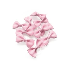 Zestaw kokardek dla psów srebrny brzeg, różowy, komplet 10 sztuk, jasny róż, jasnoróżowe kokardki dla szczeniąt