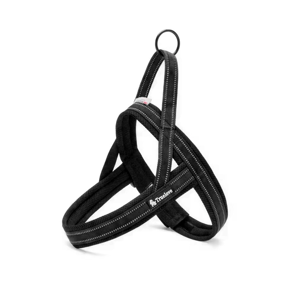 Szelki dla psa Truelove Active, czarne, czarny, typu norweskiego, odblaskowe, rozmiary XXXS, XXS, XS, S, M, L, XL