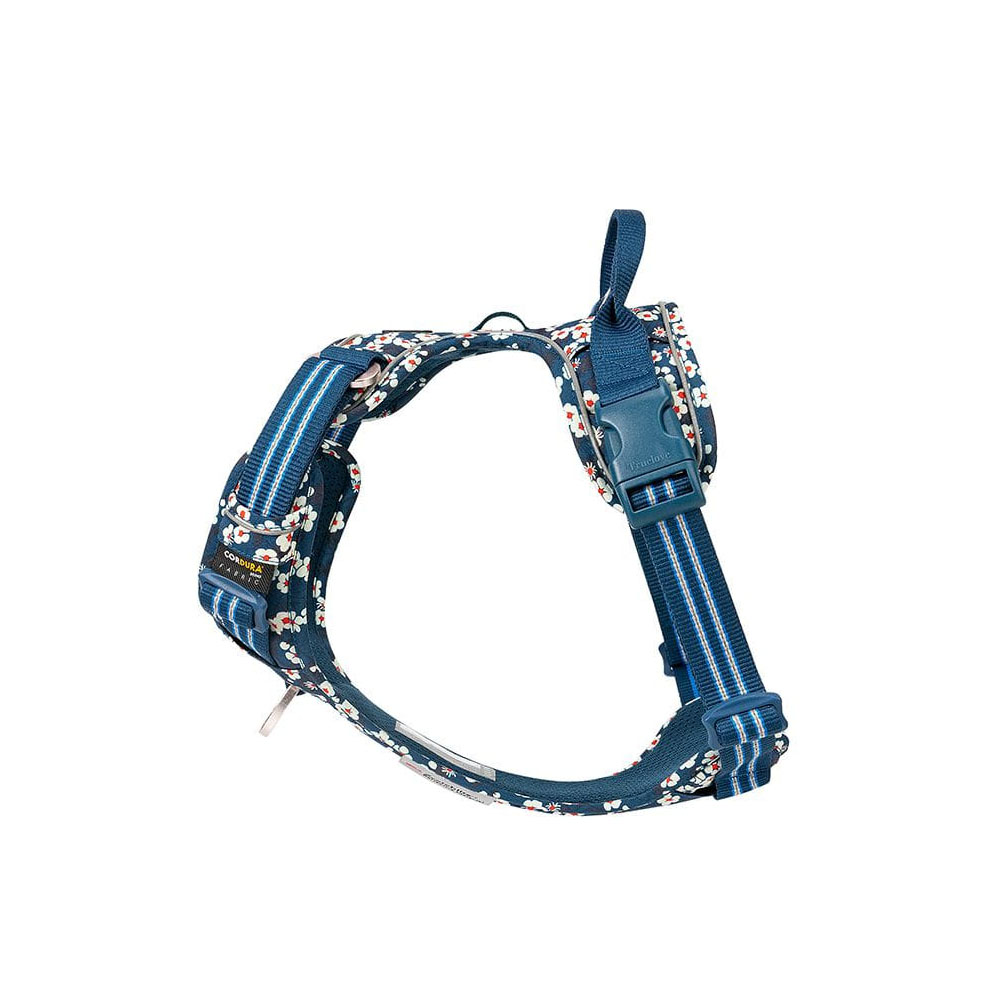 Szelki dla psa marki Truelove wzmocnione, Cordura, Front Line Blossom, w kwiaty, granatowe w białe kwiatki
