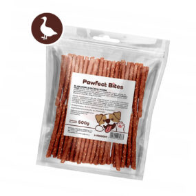 Pawfect bites kabanosy z kaczką i ryżem dla psa 500g, smak kaczki, 70% mięsa