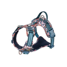 Szelki dla psa Truelove Premium Blossom, granatowo-czerwone, Wzmocnione szelki dla psa Truelove Blossom Premium, granatowo-różowe, wzór w kwiatki